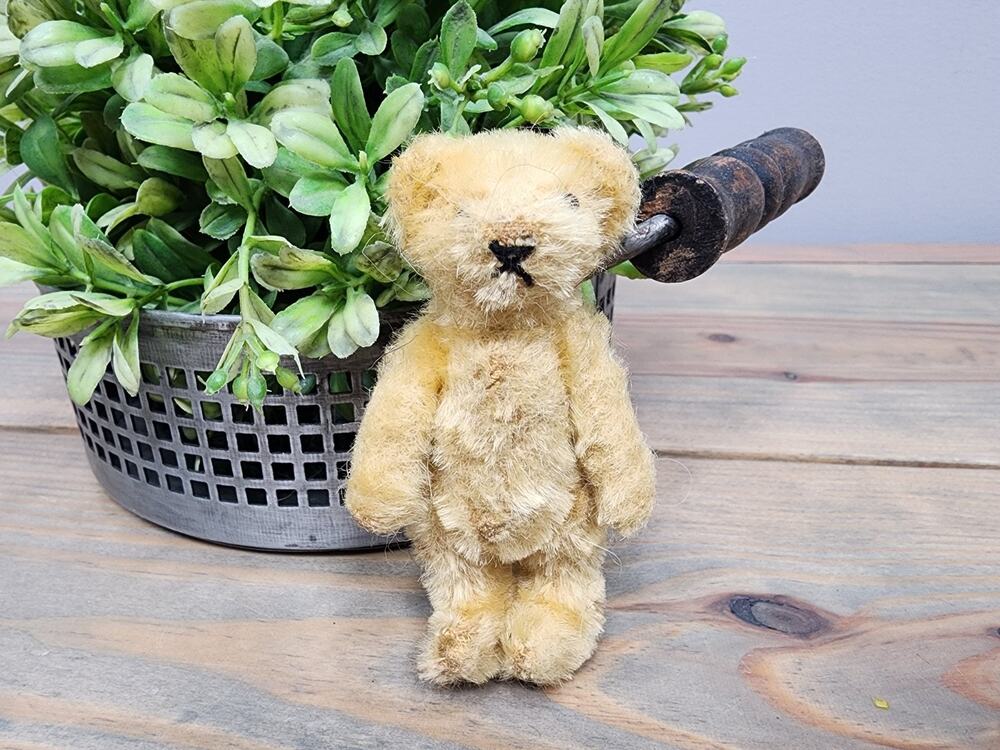 Vintage Steiff Original Teddy Bear 1960s 3.5" Mohair Blonde
